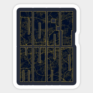 Dortmund, Germany City Map Typography - Gold Art Deco Sticker